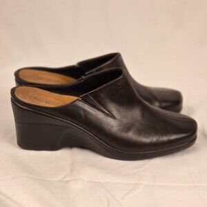 Rockport Dynamic Suspension Brown Leather Wedge Mules – Women’s Size 9.5